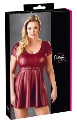 Cottelli Curves mini sukienka z dekoltem czerwona XL, rozkloszowana
