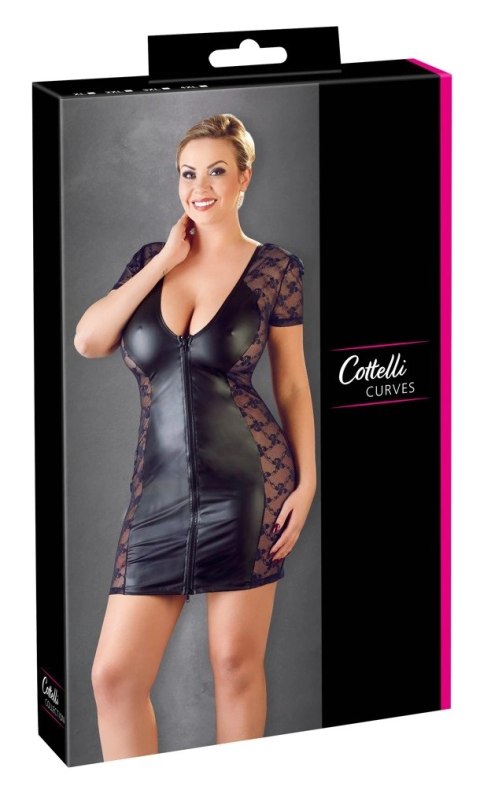 Cottelli Curves sukienka 4XL z krotkim rękawem i suwakiem, koronka Cottelli Curves sukienka 4XL z krotkim rękawem i suwakiem, koronka