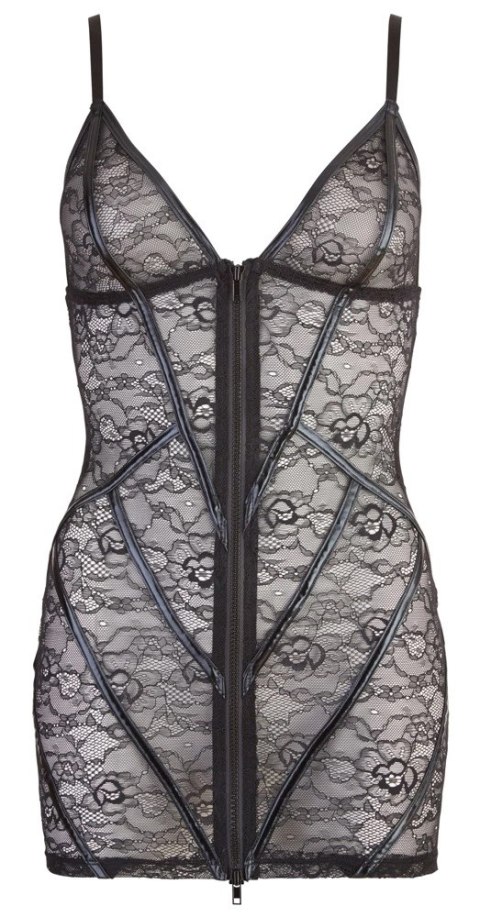 Cottelli Lingerie Czarna Sukienka L Koronka Zamek Wet Look Cottelli Lingerie Czarna Sukienka L Koronka Zamek Wet Look