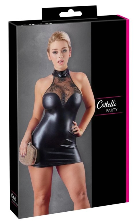 Cottelli PARTY sukienka czarna wet look koronka L kobieca elegancja Cottelli PARTY sukienka czarna wet look koronka L kobieca elegancja