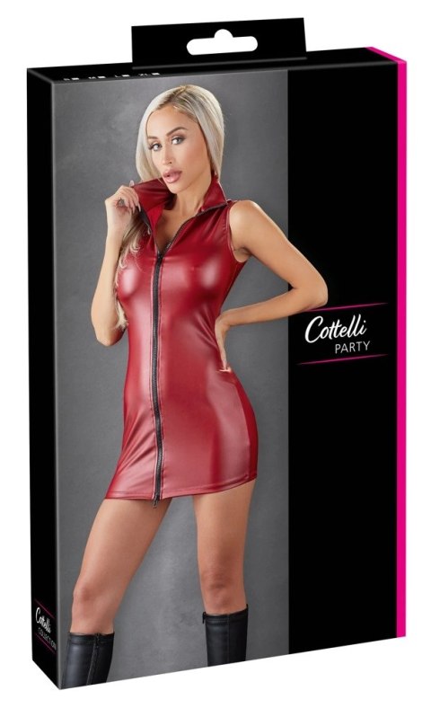 Cottelli PARTY sukienka mini czerwona XL z czarnym zamkiem, elastyczna Cottelli PARTY sukienka mini czerwona XL z czarnym zamkiem, elastyczna