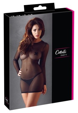 Cottelli PARTY sukienka siateczkowa czarna L dł. rękaw elastyczna