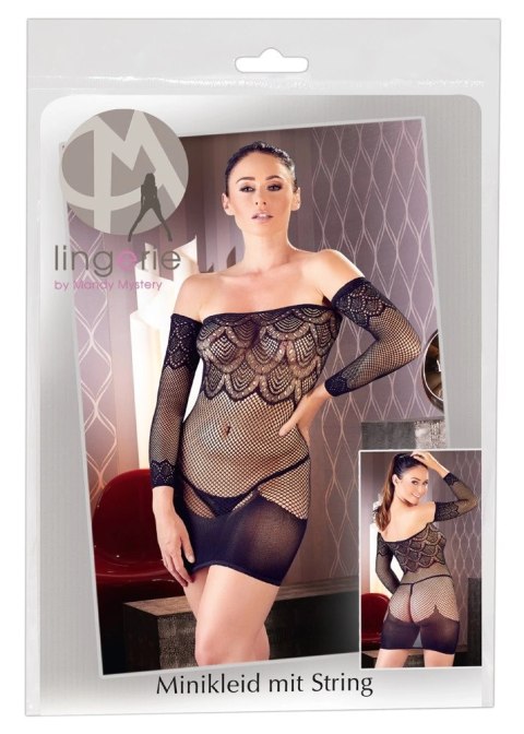 Mandy Mystery Lingerie Mini Sukienka Siateczkowa Czarna S-L