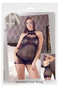 Mandy Mystery Lingerie sukienka siateczkowa czarna S-L z koronką