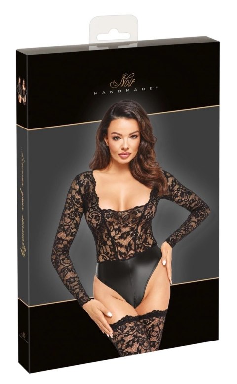 Noir Handmade Body koronkowe z matowym dołem, czarne, rozmiar L
