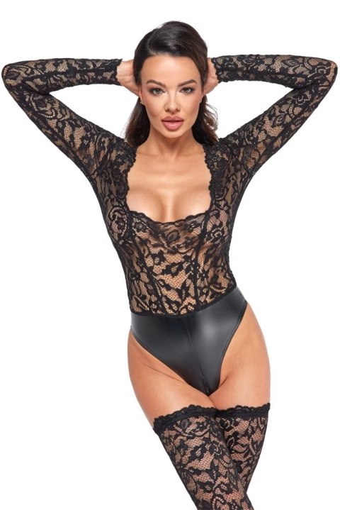 Noir Handmade Body koronkowe z matowym dołem, czarne, rozmiar L Noir Handmade Body koronkowe z matowym dołem, czarne, rozmiar L