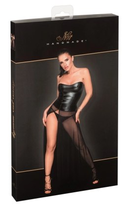 Noir Handmade L długa siateczkowa sukienka z matowym gorsetem czarna