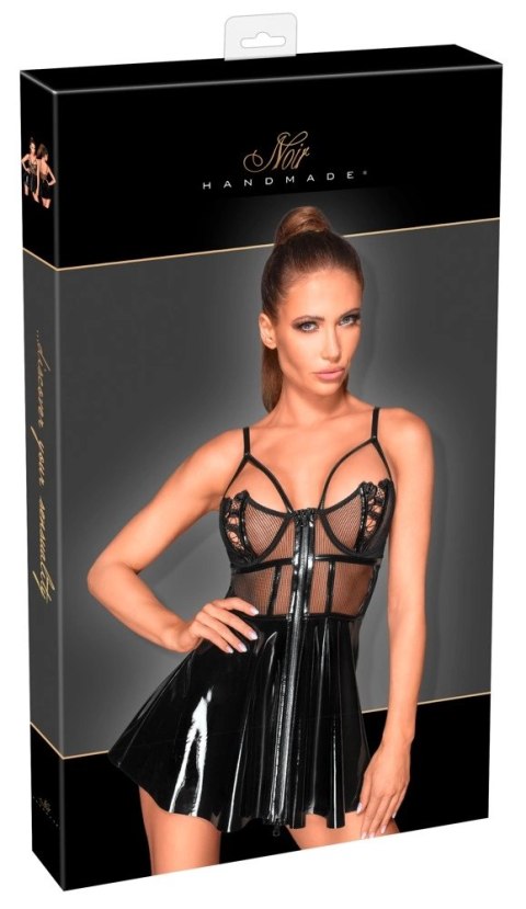 Noir Handmade Sukienka Krotka XL Błyszcząca z Połprzezroczystą Gorą Noir Handmade Sukienka Krotka XL Błyszcząca z Połprzezroczystą Gorą