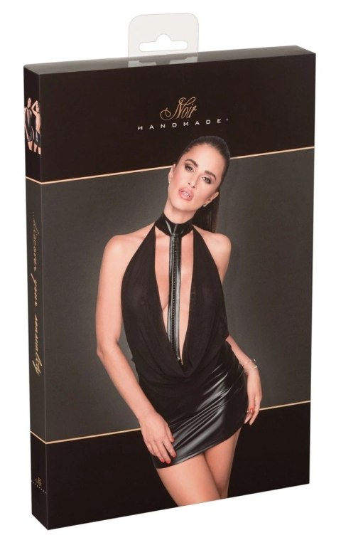 Noir Handmade Sukienka Mini Czarna L z Matowym Dołem i Ozdobą Noir Handmade Sukienka Mini Czarna L z Matowym Dołem i Ozdobą