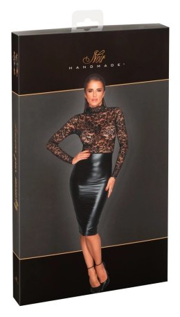 Noir Sukienka Czarna S Koronkowa Gora Matowa Spodnica Power Wetlook