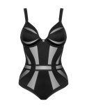 Obsessive Chic Amoria Body XL/2XL czarne z dekoracyjnym detalem