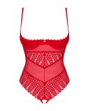 Obsessive Ingridia Body Koronkowe Czerwone Bez Miseczek i Krocza M/L