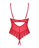 Obsessive Ingridia Body koronkowe czerwone z odkrytym biustem XS/S