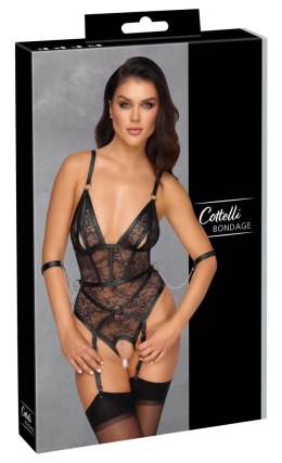 Cottelli Bondage Body Koronkowe z Manżetami i Paskami Do Pończoch S/XL