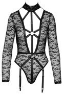 Cottelli LINGERIE Body Koronkowe Czarny XL Długi Rękaw Uprząż