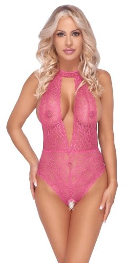 Cottelli LINGERIE Body Koronkowe Rożowe Halterneck L/XL