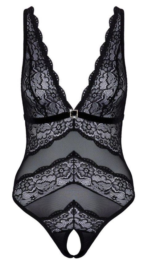 Cottelli Lingerie Body Czarny XL Bez Krocza z Kwiatową Koronką Cottelli Lingerie Body Czarny XL Bez Krocza z Kwiatową Koronką