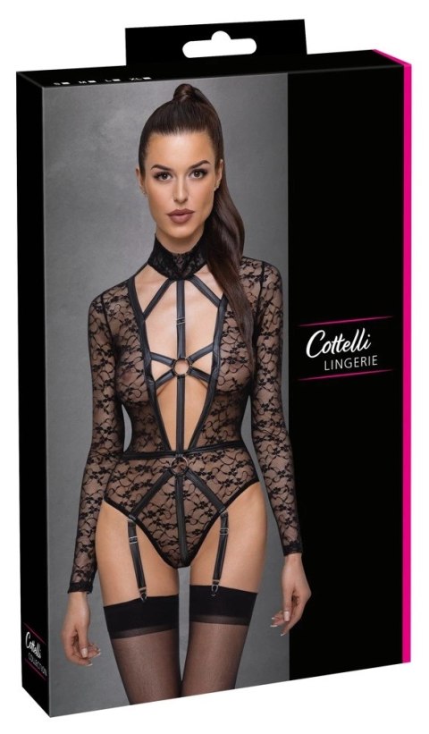 Cottelli Lingerie Body Koronkowe Czarny Uprząż Długi Rękaw S Cottelli Lingerie Body Koronkowe Czarny Uprząż Długi Rękaw S