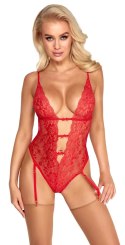 Kissable Body Czerwone Koronkowe z Paskami Do Pończoch S/M