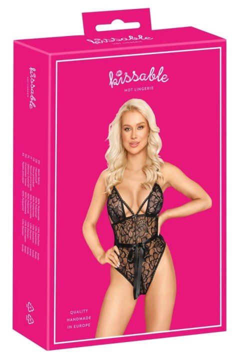 Kissable Body Koronkowe Czarny S/M z Satynową Kokardą Regulacja