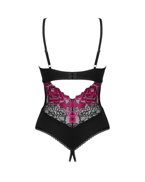Obsessive Rosenty Body M/L z Kwiatowej Koronki i Siateczki Czarny Obsessive Rosenty Body M/L z Kwiatowej Koronki i Siateczki Czarny