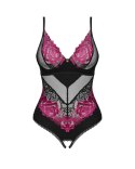 Obsessive Rosenty Body z Kwiatowej Koronki Czarny Roż XS/S