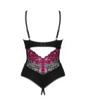 Obsessive Rosenty Body z Kwiatowej Koronki Czarny Roż XS/S