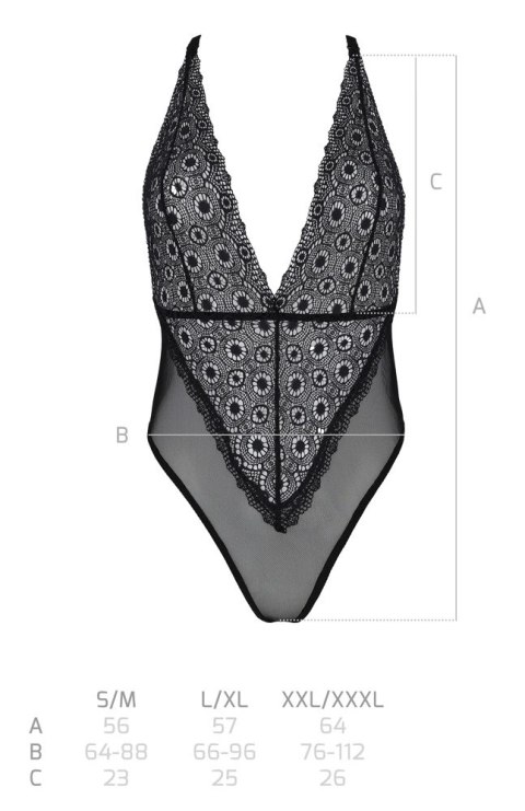 Passion Zinnia Body z Koronki i Siateczki Czarne 2XL/3XL Eco Collection Passion Zinnia Body z Koronki i Siateczki Czarne 2XL/3XL Eco Collection