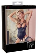 Abierta Fina Body Satynowe 85B/L z Dekoracyjnymi Paseczkami Czarny