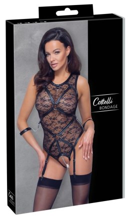 Cottelli Bondage Body Koronkowe Kwiatowe Bez Kroku + Mankiety S