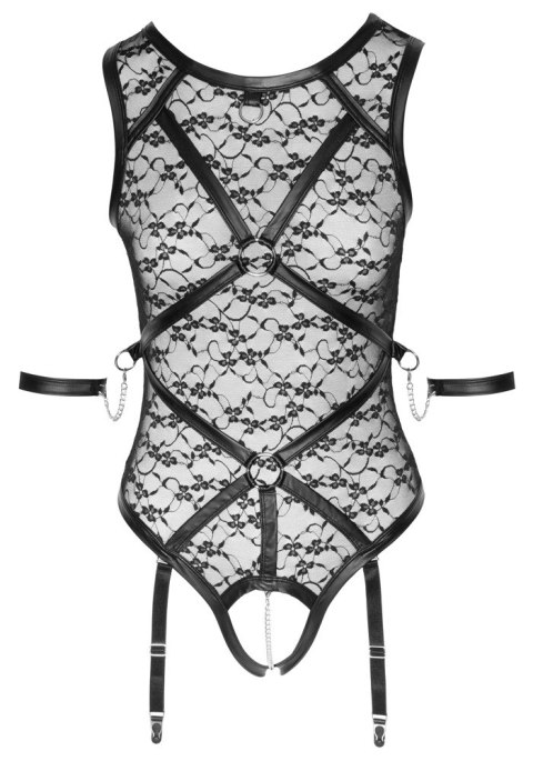 Cottelli Bondage Body Koronkowe Kwiatowe Bez Kroku + Mankiety S Cottelli Bondage Body Koronkowe Kwiatowe Bez Kroku + Mankiety S