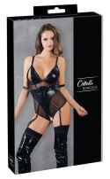 Cottelli Bondage Body S Wetlook Czarny z Zamkami i Powernet