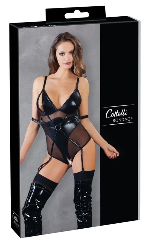 Cottelli Bondage Body S Wetlook Czarny z Zamkami i Powernet Cottelli Bondage Body S Wetlook Czarny z Zamkami i Powernet