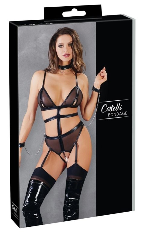 Cottelli Bondage Body S - otwarty model z mankietami i kołnierzem