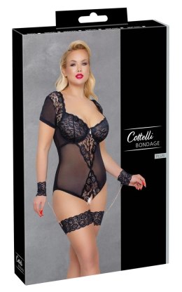 Cottelli Bondage Body Siateczkowe z Koronką 90D/XL z Mankietami