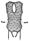 Cottelli Bondage Body koronkowe kwiatowe bez kroku + mankiety L