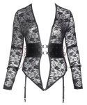 Cottelli Bondage Body koronkowe z mankietami, bez kroku 2XL czarne