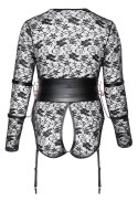 Cottelli Bondage Body koronkowe z mankietami, bez kroku 2XL czarne