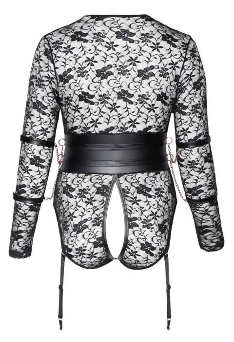 Cottelli Bondage Body koronkowe z mankietami, bez kroku 2XL czarne Cottelli Bondage Body koronkowe z mankietami, bez kroku 2XL czarne