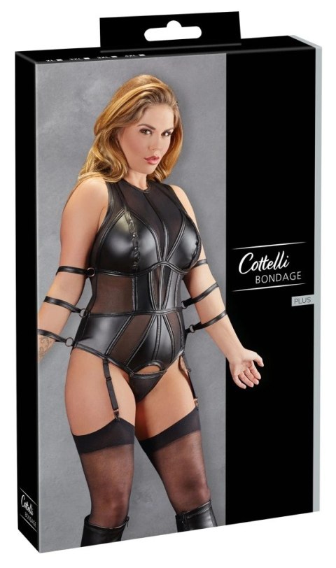Cottelli Collection Body Bondage 3XL z mankietami i suwakami czarne