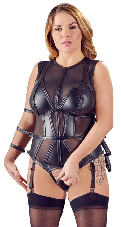Cottelli Collection Body Bondage 3XL z mankietami i suwakami czarne Cottelli Collection Body Bondage 3XL z mankietami i suwakami czarne