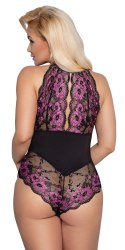 Cottelli Curves Body 4XL Dwukolorowe Koronkowe Kwiaty Zapięcie Szyi