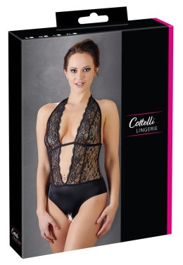Cottelli LINGERIE Body koronkowe czarne XL z otwartym krokiem