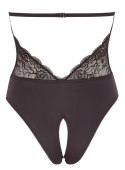 Cottelli LINGERIE Body koronkowe czarne XL z otwartym krokiem