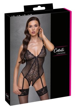 Cottelli Lingerie Body Czarny Siatkowy z Koronką i Regulacją M