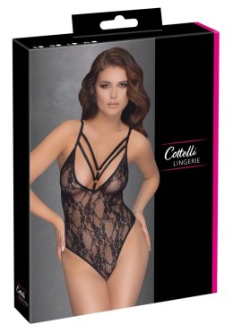 Cottelli Lingerie Body Koronkowe z Dekoltem i Ozdobnymi Paskami L Czarne