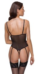 Cottelli Lingerie Body Siateczkowe Koronka Bez Krocza Czarny L