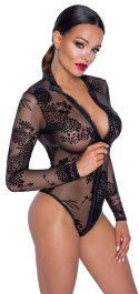 Noir Body XL Transparentny Kwiatowy Wzor Powernet Zamek 3-kierunkowy