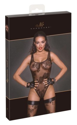 Noir Body String Powernet Czarne L - Transparentna Tkanina, Flock Print