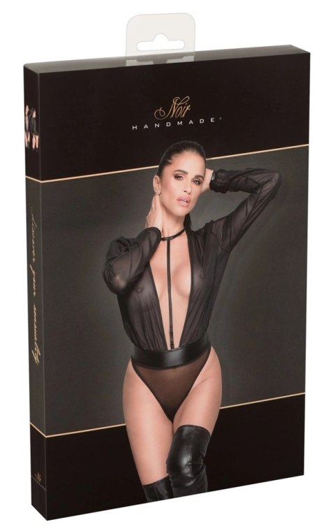 Noir Body siateczkowe czarne M z głębokim dekoltem i długim rękawem Noir Body siateczkowe czarne M z głębokim dekoltem i długim rękawem